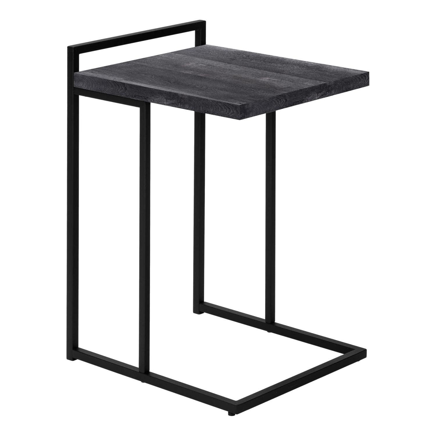 Monarch Specialties Accent Table, C-shaped, End, Side, Snack, Living Room, Bedroom, Black Laminate, Black Metal, Contemporary, Modern