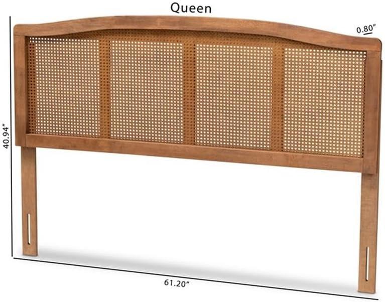 Bayou Breeze Amid a mid-century modern design, Auren's queen size headboard is crafted of wood, synthetic rattan, and ash walnut finished