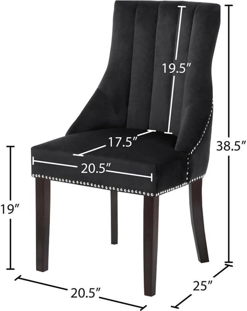 Meridian Furniture Oxford 19"H Velvet Dining Chair in Black (Set of 2)