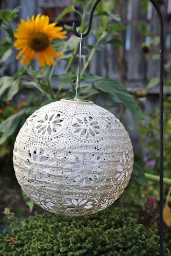 Stella Boho Globe Solar Lantern in Pearl - 18x14" Tyvek Outdoor Light