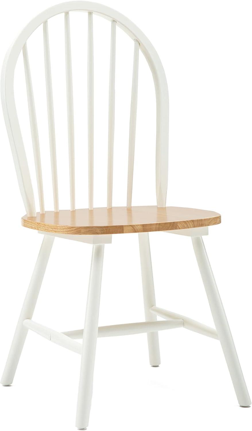 Boraam Windsor Farmhouse Dining Chair Set of Two - White & Natural