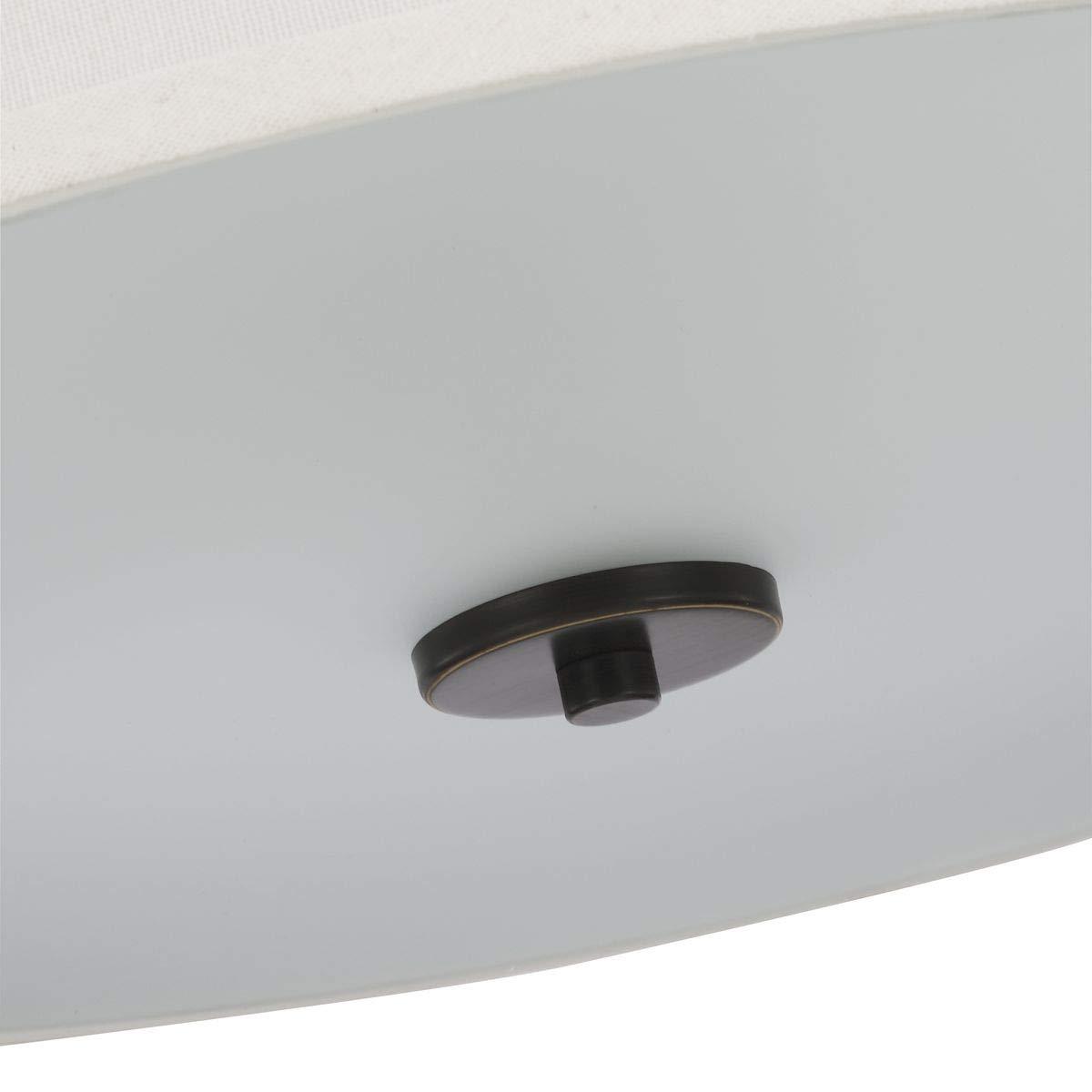 Progress Lighting, Inspire Collection, 3-Light Semi-Flush Mount, Antique Bronze, Off-White Linen Shade