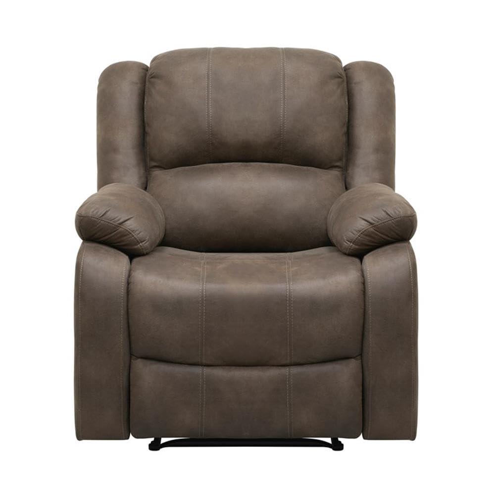 Lexicon Fairview Polished Microfiber Upholstered Manual Recliner in Brown