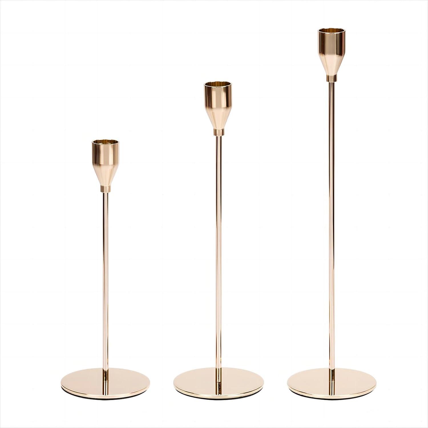 Gold Metal Tealight Candlestick Holders Set of 3