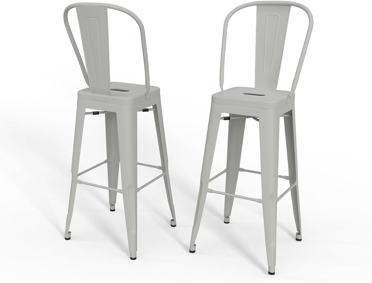 Fletcher 30" White Industrial Metal Bar Stools (Set of 2)