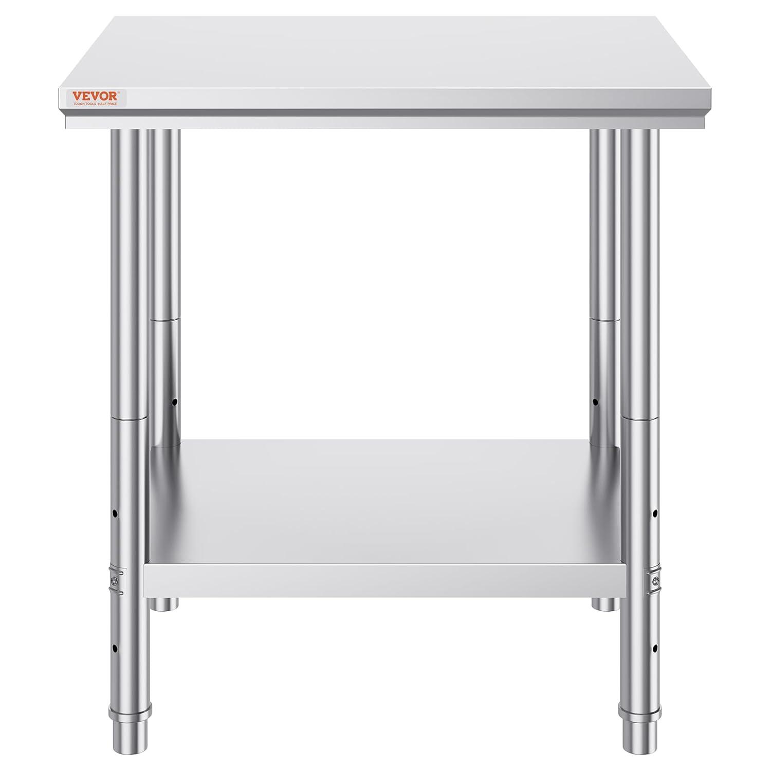 Heavy Duty Stainless Steel Kitchen Prep Table with Adjustable Shelf