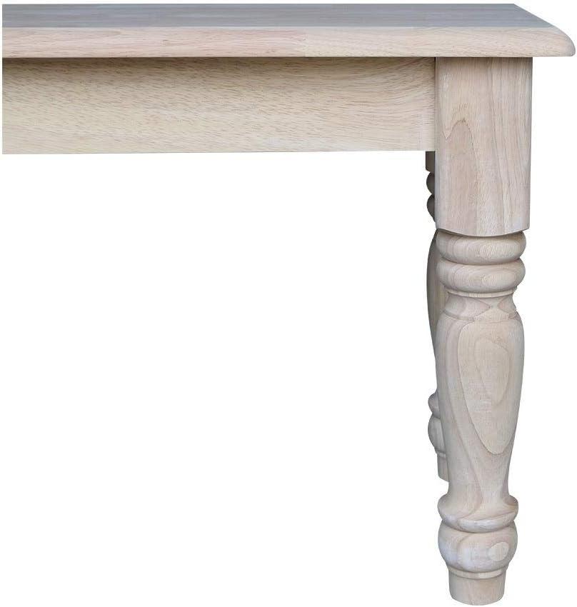 Farmhouse Bench - Unfinished - International Concepts: Hardwood Rectangular Seat for Dining & Bedroom, Seats 2