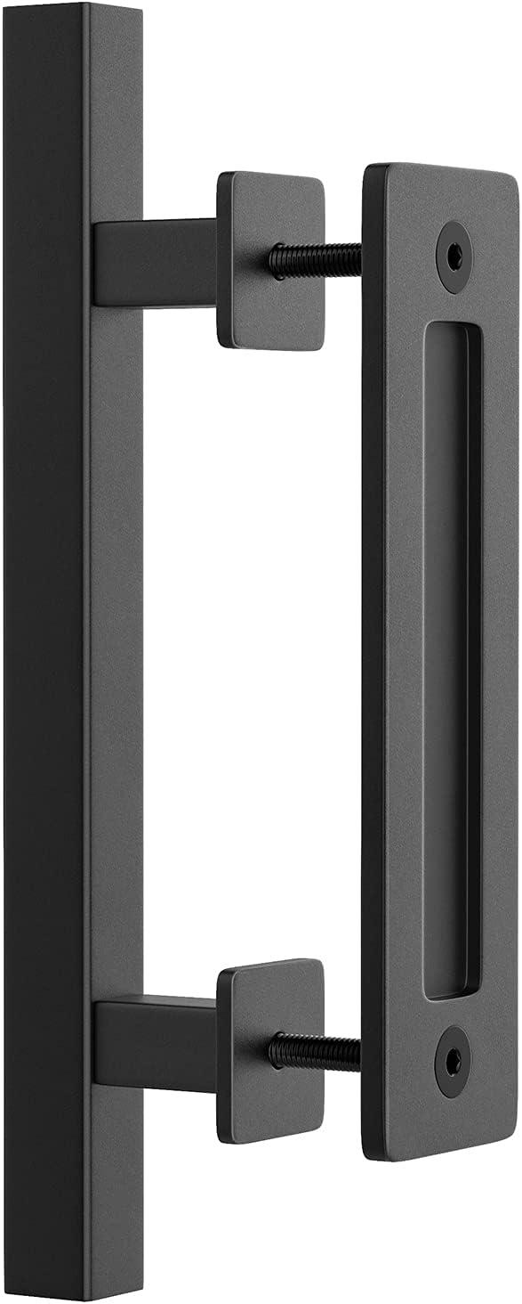 Matte Black 12" Sliding Barn Door Handle Set