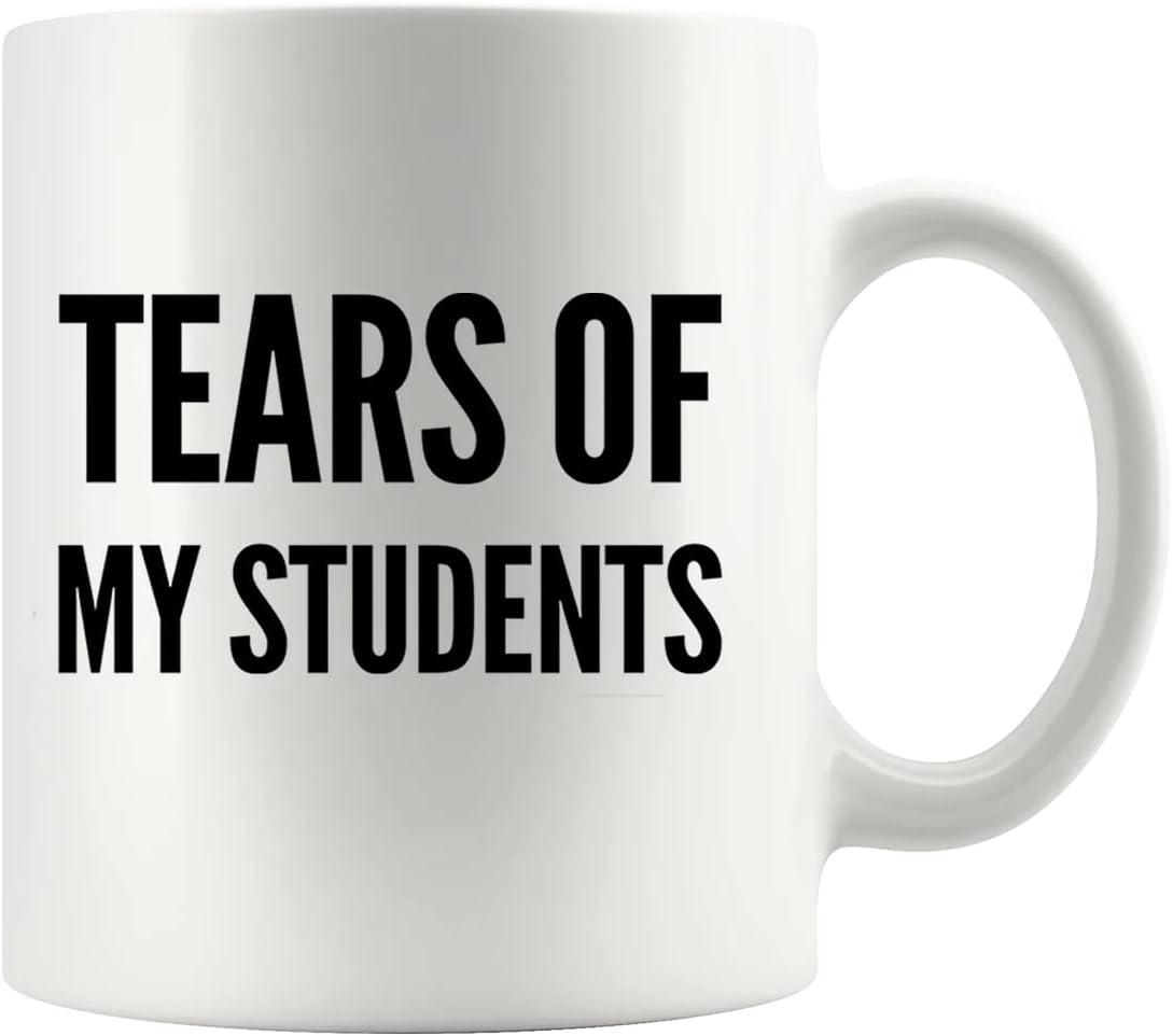 TraQunn Gifts for Teacher Tears of My Students Mug Funny College Professor Graduation Appreciation from Student Christmas White Elephant Gifts for Teacher 11 Oz Black Handle