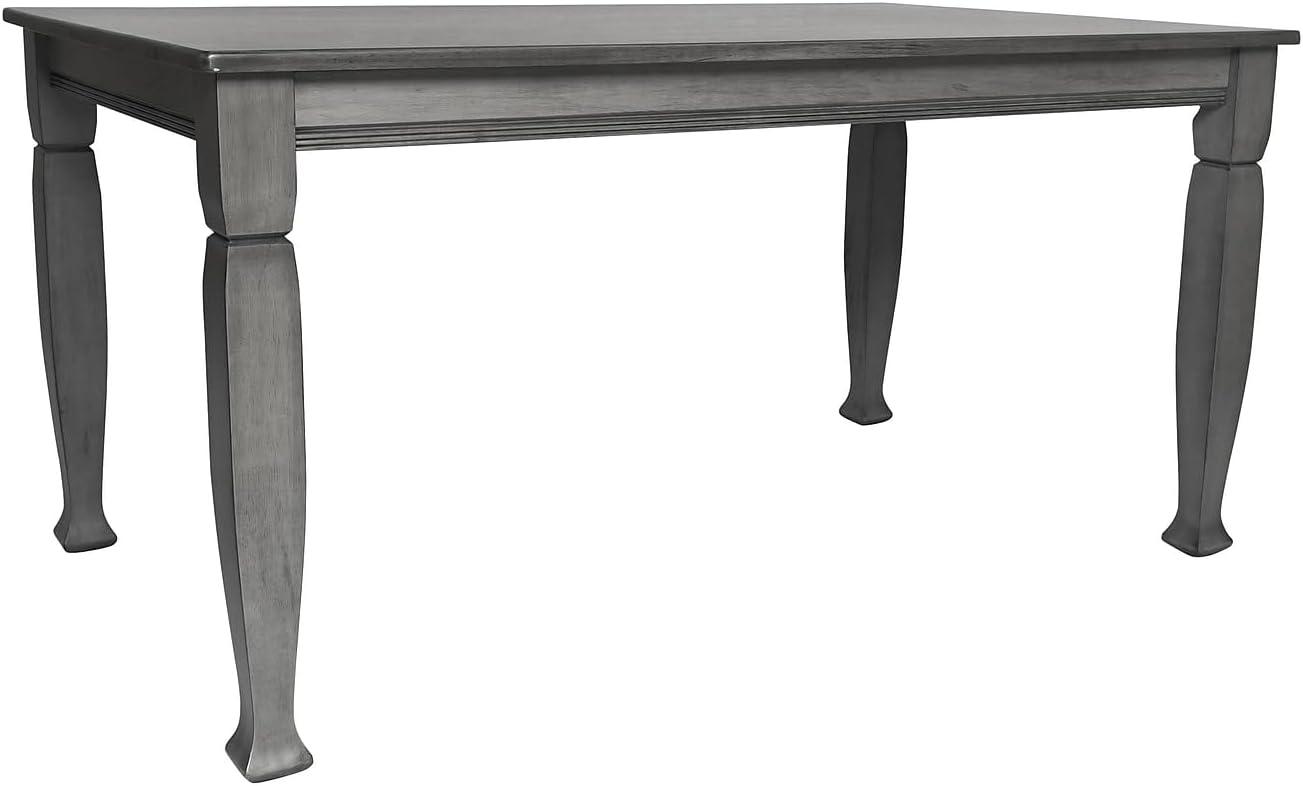 Flash Furniture Grace 60" Solid Wood Dining Table with Turned Wooden Legs, Commercial Grade Heavy Duty Rectangle Wood Table for 6, Antique Gray Finish