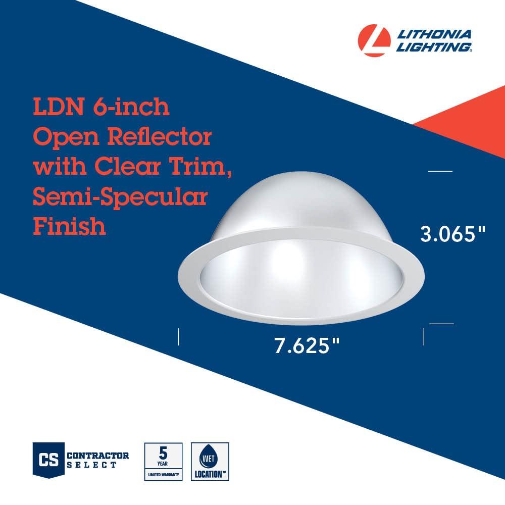 Lithonia Lighting Lo6ar Lss Trim 6" Led Reflector Recessed Trim - Clear