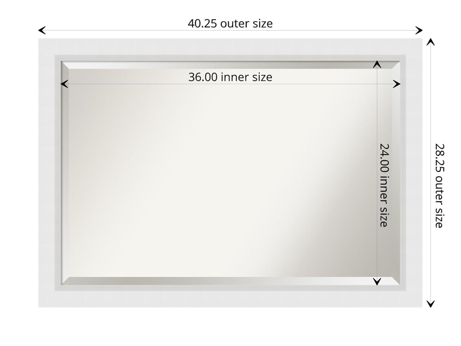 33" x 27" Alexandria White Wash Framed Wall Mirror - Amanti Art: Beveled, No Assembly Required
