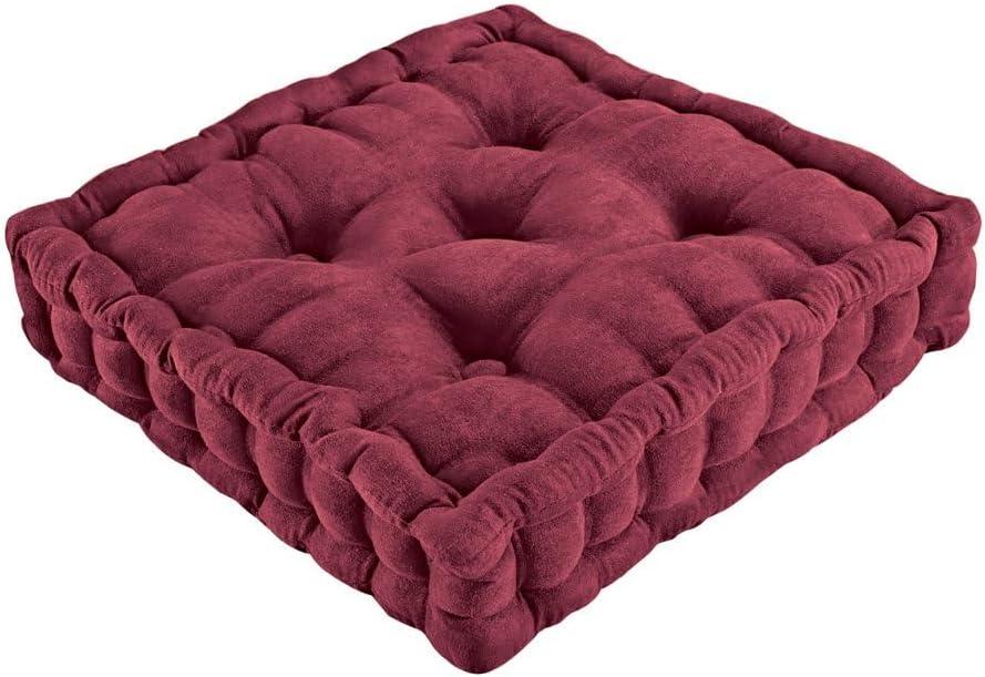 Collections Etc Tufted Padded Boosted Cushion and Support - Plush Seating for Chair with Carrying Handle, Burgundy