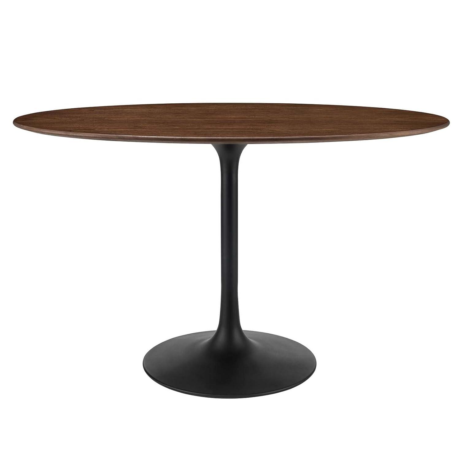 Modway Lippa 48" Oval Wood Grain Dining Table in Black Walnut