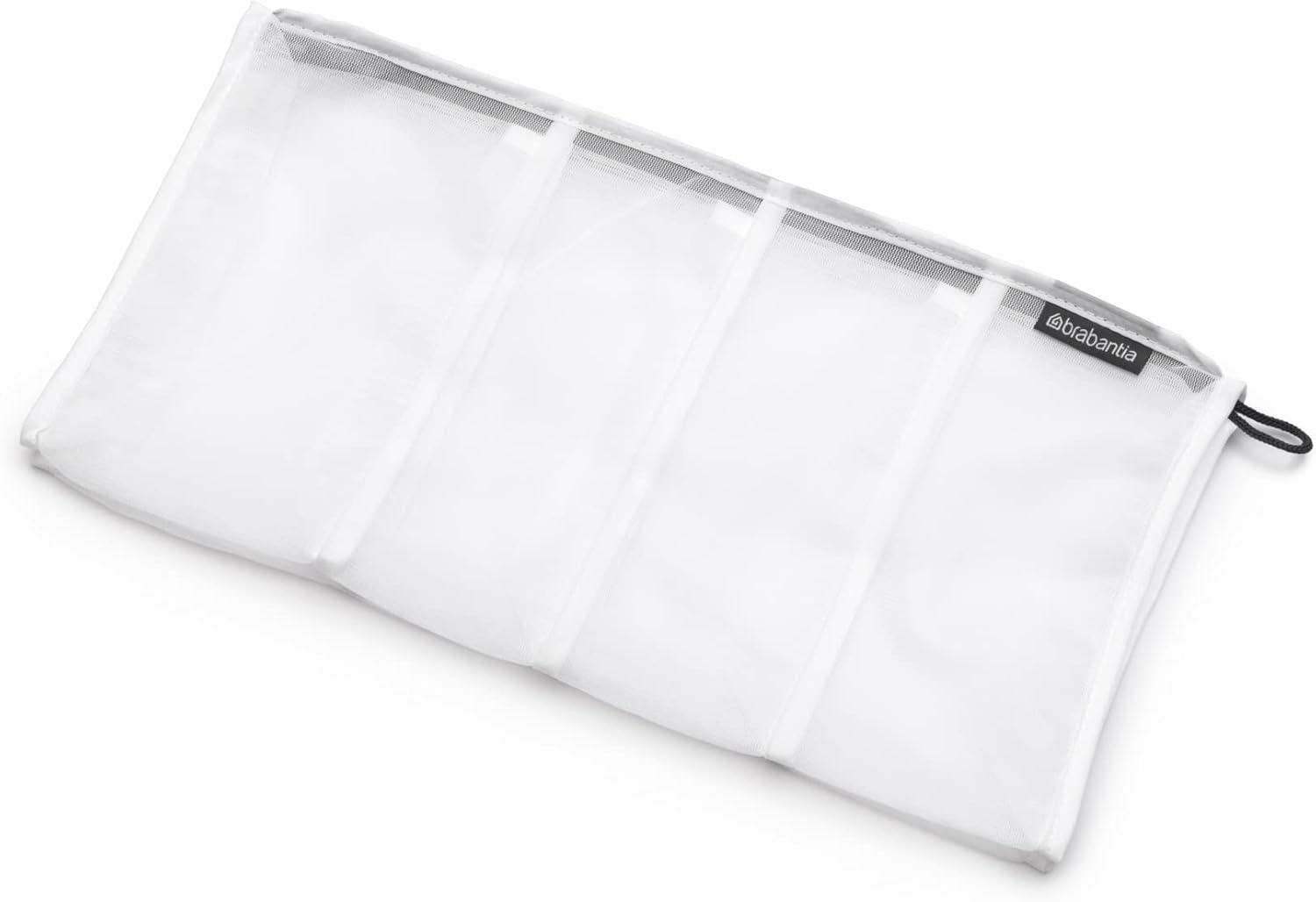 White Mesh Zippered Rectangular Laundry Bag for Socks and Accessories