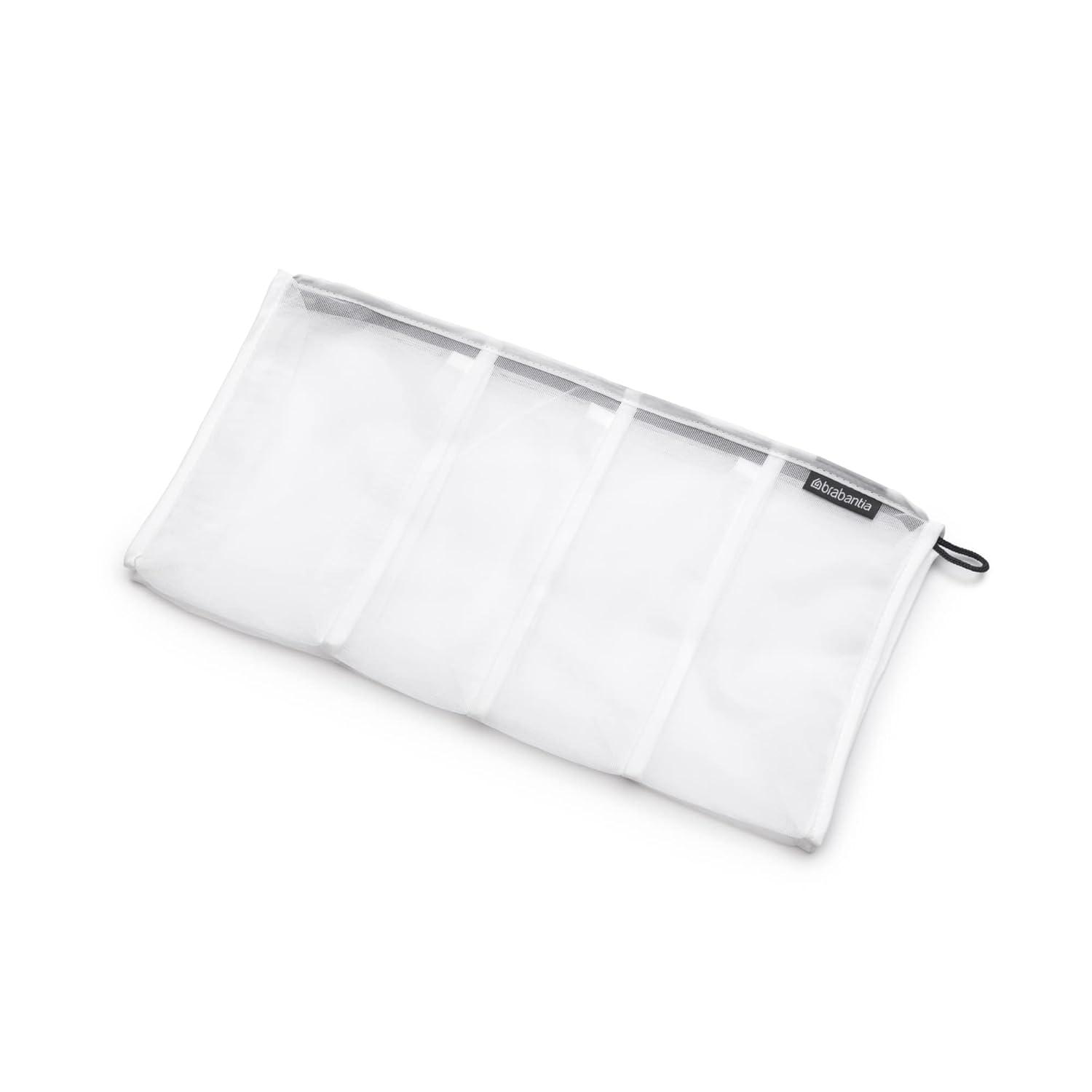 White Mesh Zippered Rectangular Laundry Bag for Socks and Accessories