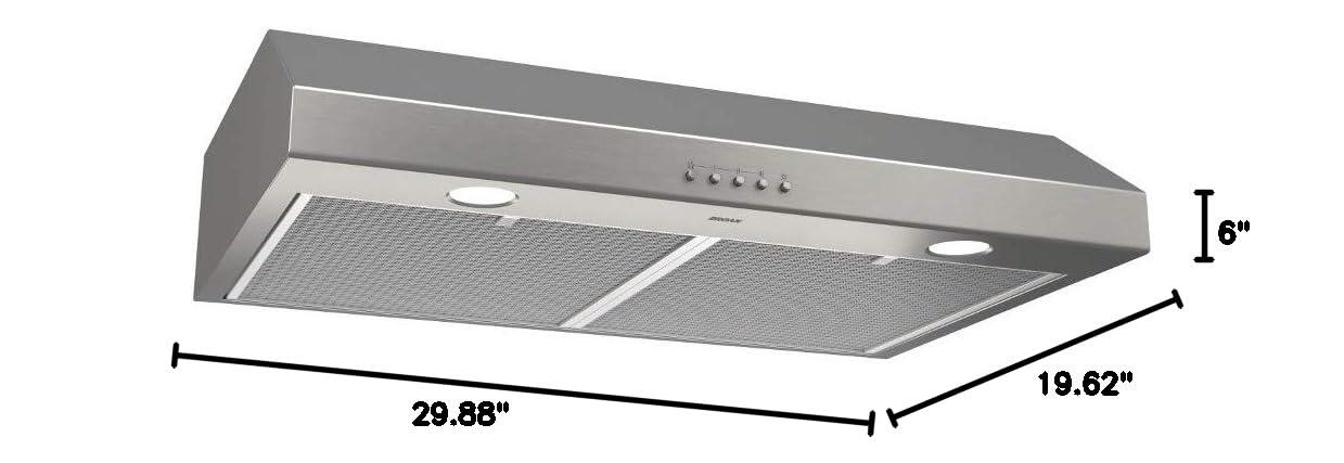 Broan NuTone 30" Stainless Steel 375 CFM Convertible Under Cabinet Range Hood