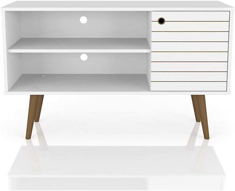 Liberty Mid Century Modern 2 Shelves and 1 Door TV Stand for TVs up to 46" White - Manhattan Comfort