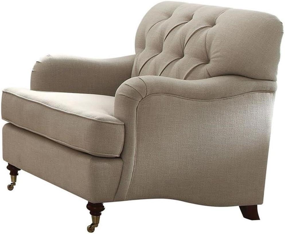 ACME Alianza Button Tufted Chair in Beige Fabric