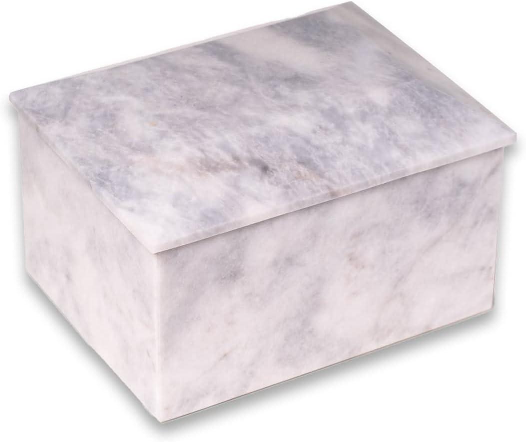 Handcrafted White Marble Polished Cremation Urn for Adults