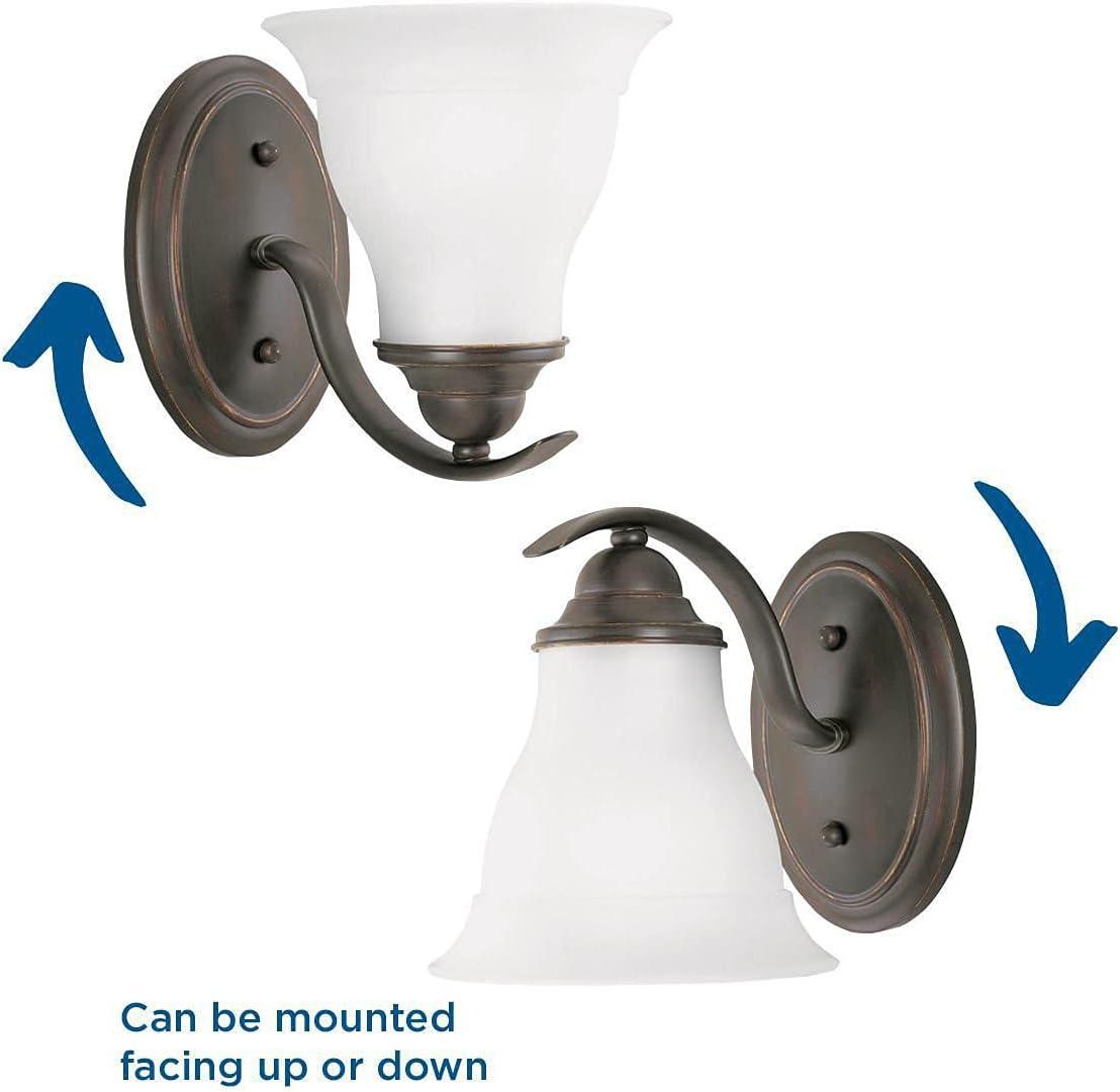 Progress Lighting Trinity 1-Light Bath Fixture, Ceramic, Antique Bronze, Etched Glass Shade
