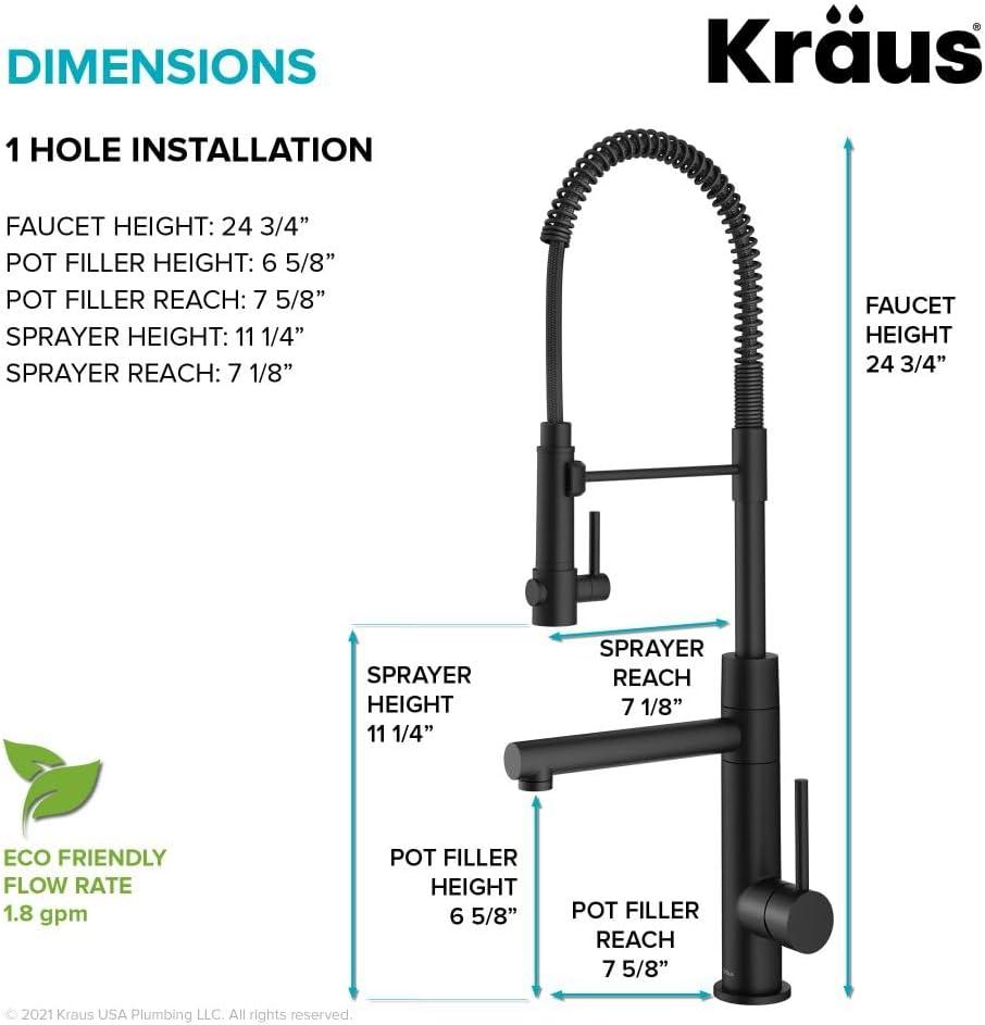 Matte Black Semi-Professional Kitchen Faucet with Pull-out Spray