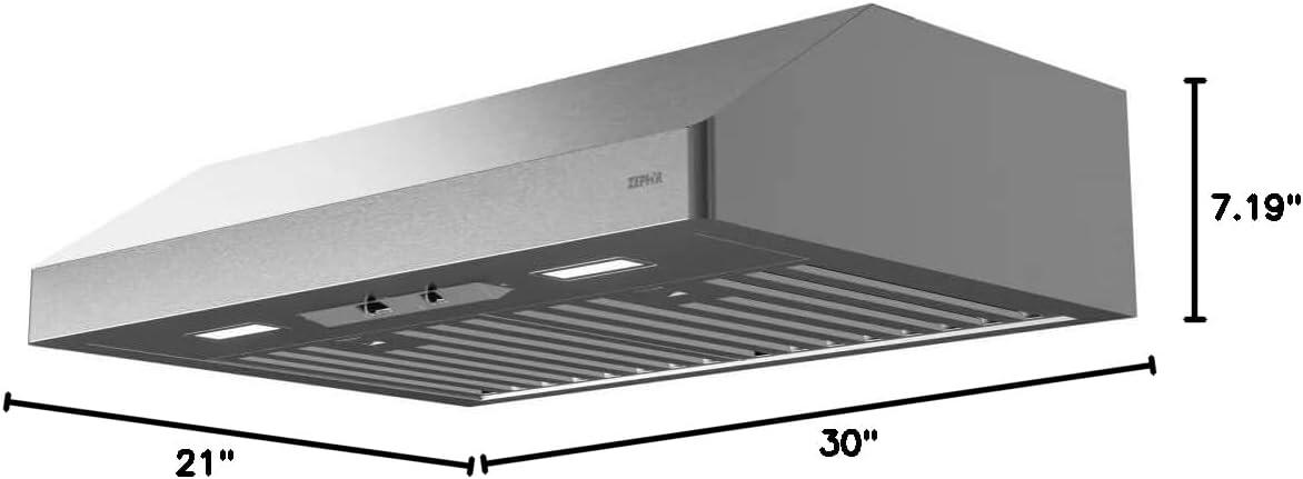 Zephyr Gust 30 in. 400 CFM Under Cabinet Mount Range Hood with LED Light in Stainless Steel