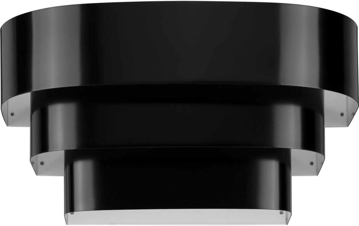 Progress Lighting, Tri-Band Louver, 1-Light Wall Sconce, Matte Black, Metal Shade, Steel, 7" W x 7" H x 14" L, 100W MED, BL