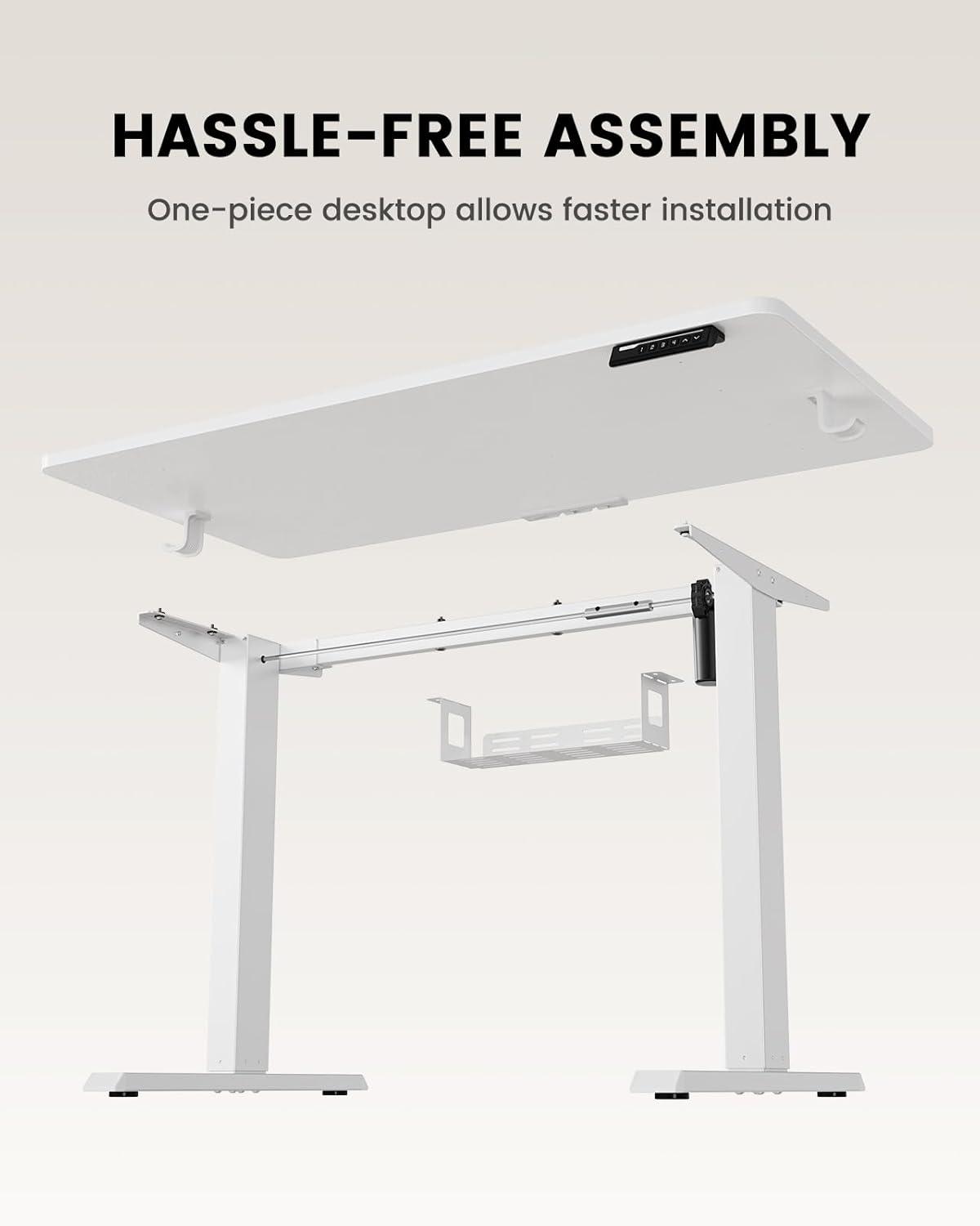Electric Standing Desk Adjustable Height - Rolling Sit to Stand Desks on Wheels - Mobile Standup Computer Table 48 Inch Brown One Piece Desktop and Rising Frame with Storage for Home Office & Gaming