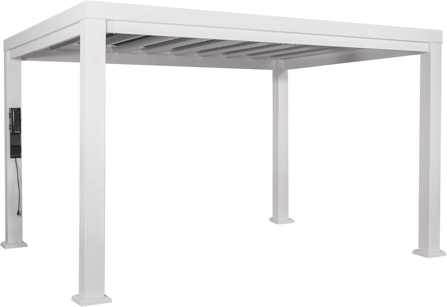 Backyard Discovery Backyard Discovery Windham 14' x 10' Modern Galvanized Steel Outdoor Patio Pergola Kit with Shade Sail Canopy and PowerPort