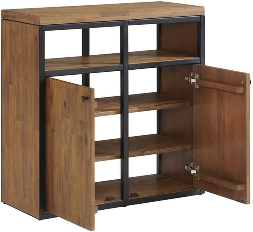 Alaterre Lloyd 31" Wide Rustic Industrial Metal Frame Shoe Storage Cabinet