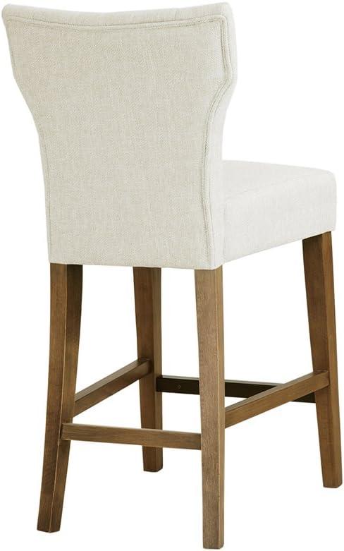 25" Saffron Tufted Back Counter Height Barstool Blue/Yellow: Espresso Wood Legs, Padded Seat