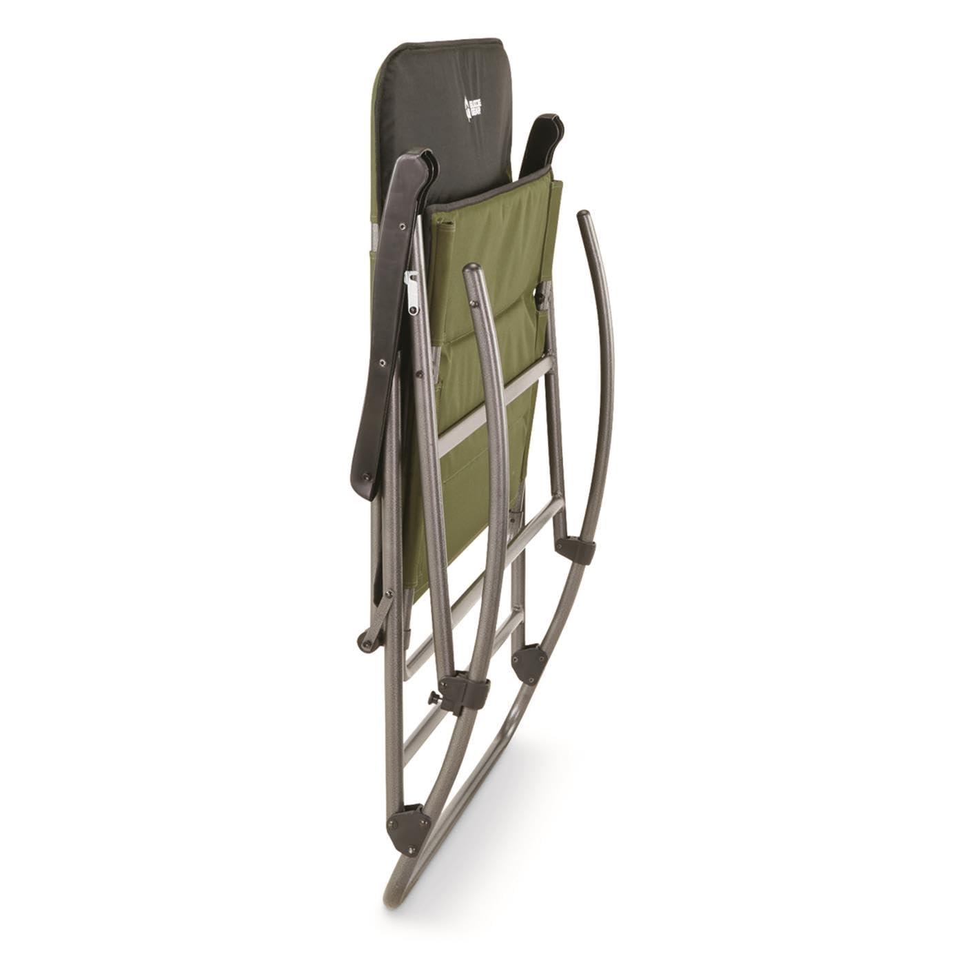 Guide Gear Oversized XXL Rocking Camp Chair, 600-lb. Capacity, Green/Black Hunter Green/Black