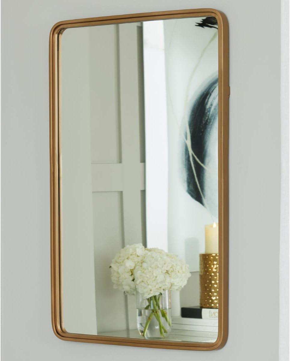 Contemporary Gold Rectangular Bathroom Wall Mirror