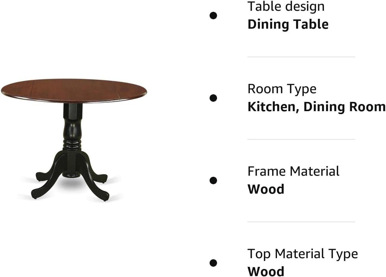 East West Furniture,Dining Table Mahogany & Black