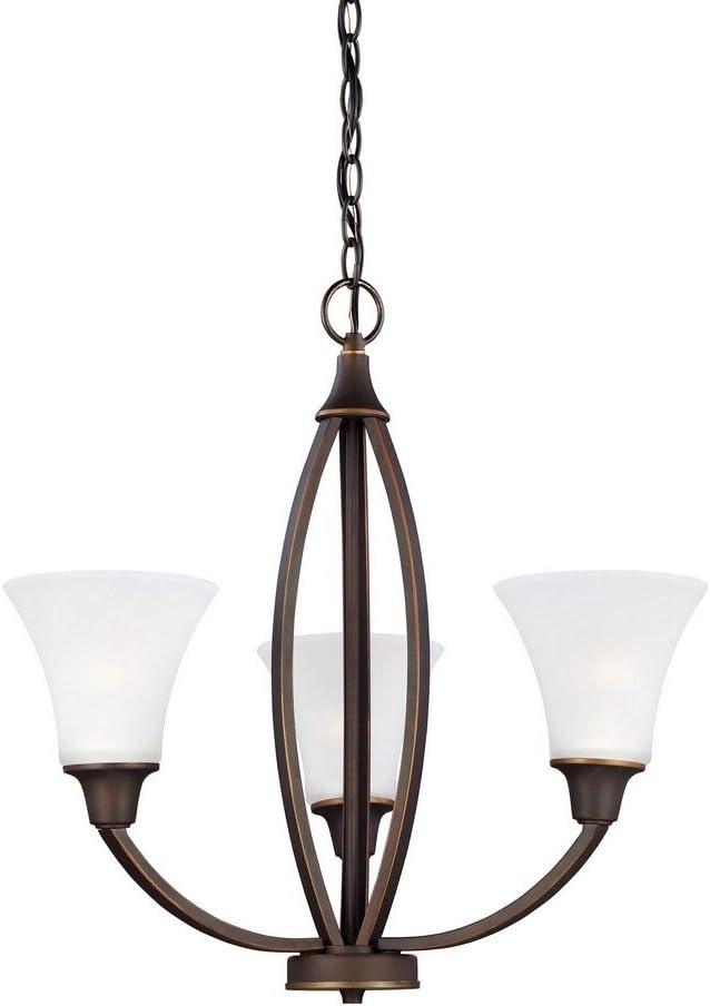 Autumn Bronze 3-Light Chandelier with Satin Etched Glass Shades