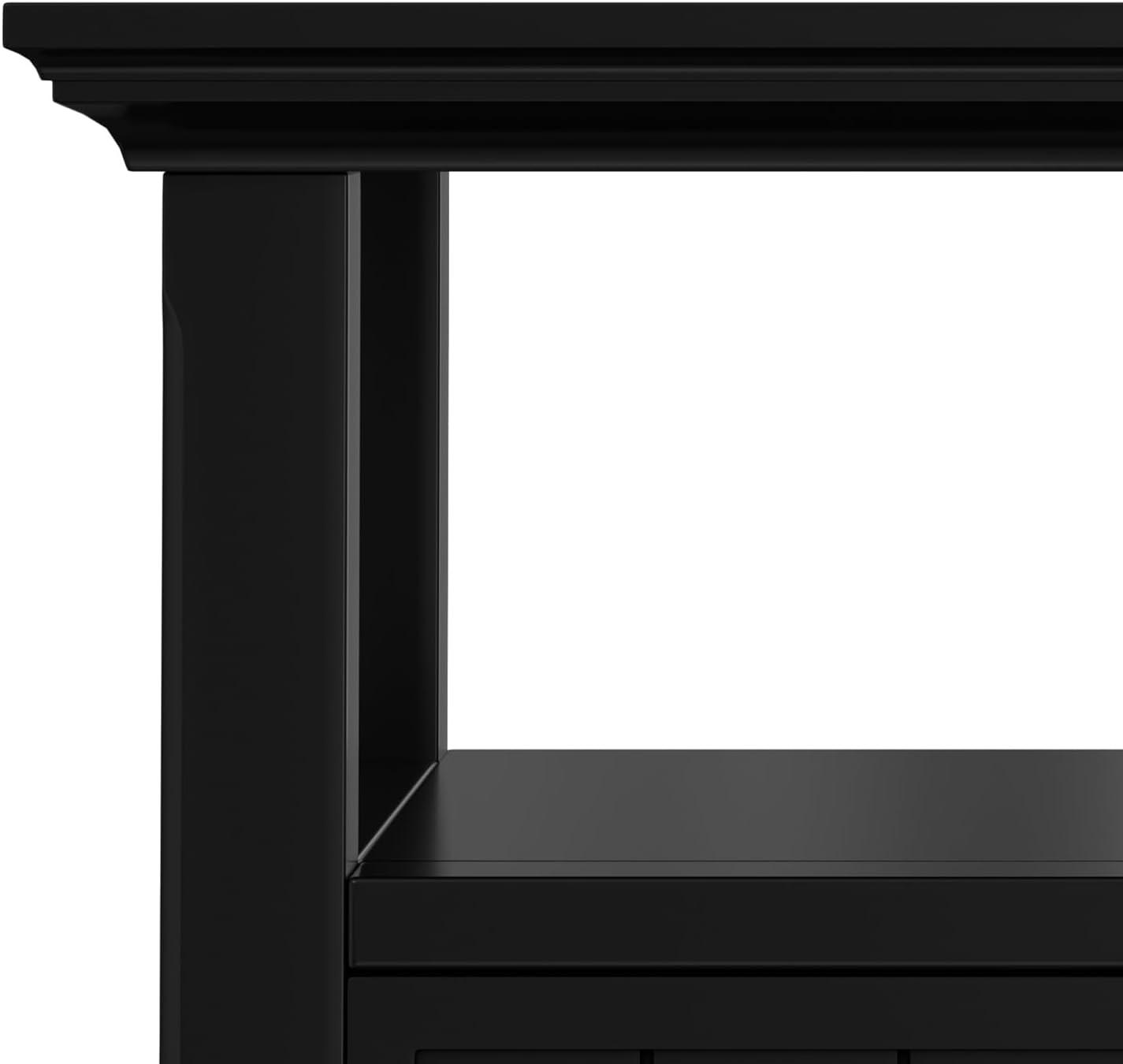 Simpli Home Acadian Solid Wood Transitional End Table with Drawer and Open Shelf