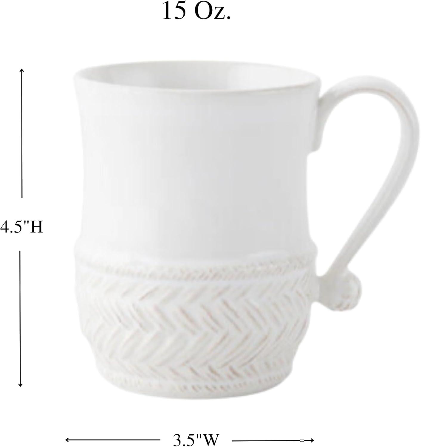 White Ceramic Mug with Embossed Detailing, 15oz