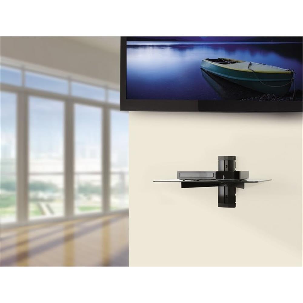AVF Steel Wall Mounted AV Component Shelving System with 1 Shelves in Black