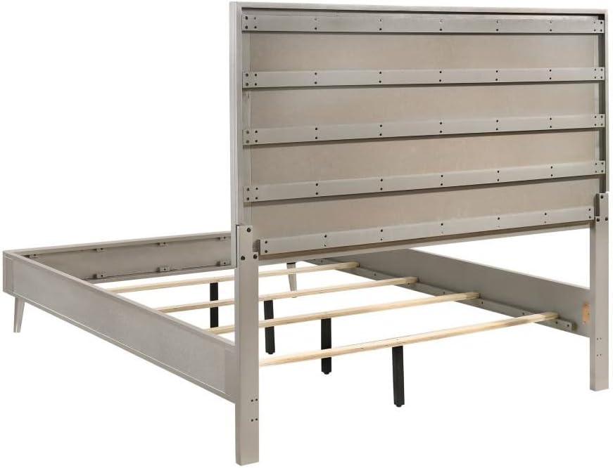 Coaster Ramon Contemporary Wood Queen Panel Bed Metallic Silver