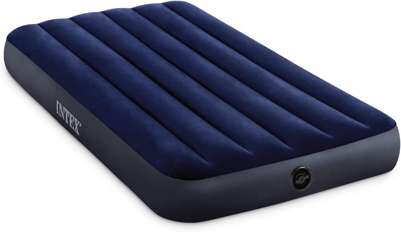 Twin Size Navy Blue Raised Air Mattress with Pump