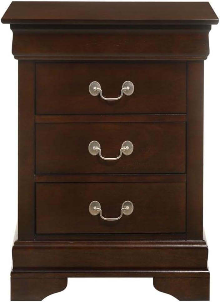 Glory Furniture Louis Phillipe 3 Drawer Nightstand in Cappuccino