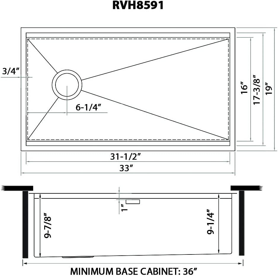 Ruvati 33-inch Workstation Slope Bottom Offset Drain Undermount 16 Gauge Kitchen Sink