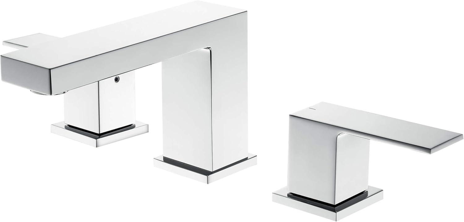 Cube Widespread Faucet 2-handle Bathroom Faucet with Drain Assembly