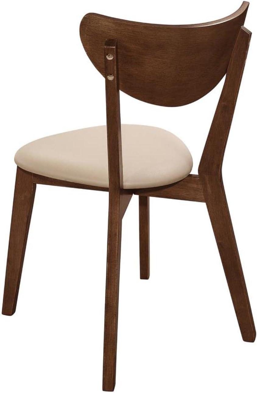 Mid Century Modern Upholstered Dining Chairs (Set of 2) Curved Back Tan Leather Polyurethane Chestnut Brown 103062