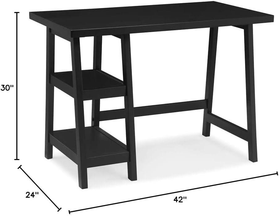 Roundhill Furniture Redina Contemporary Wood Writing Desk with Storage, White