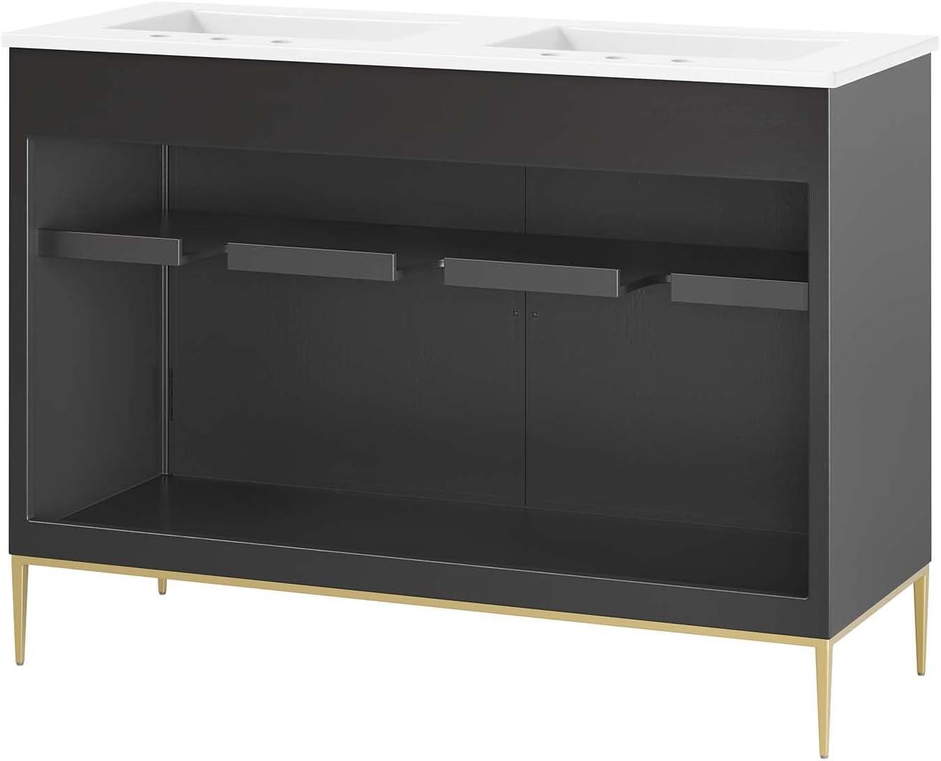 Modway Awaken 48" Bathroom Vanity in White Black
