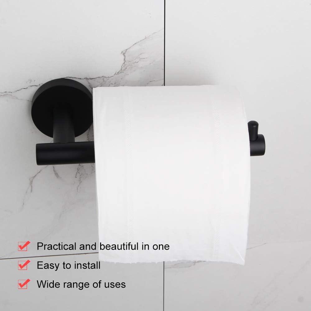 Black Toilet Paper Holder SUS304 Stainless Steel, Modern Round Tissue Roll Holders Wall Mount, Toilet Paper Roll Dispenser Bathroom Holder for Kitchen Washroom