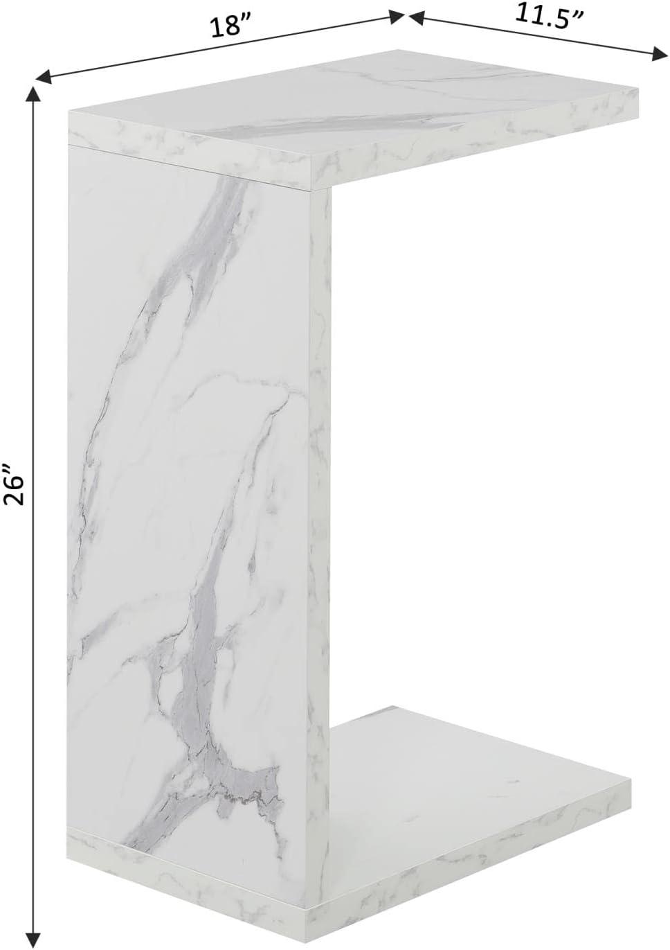 Convenience Concepts Northfield Admiral C End Table, White Faux Marble