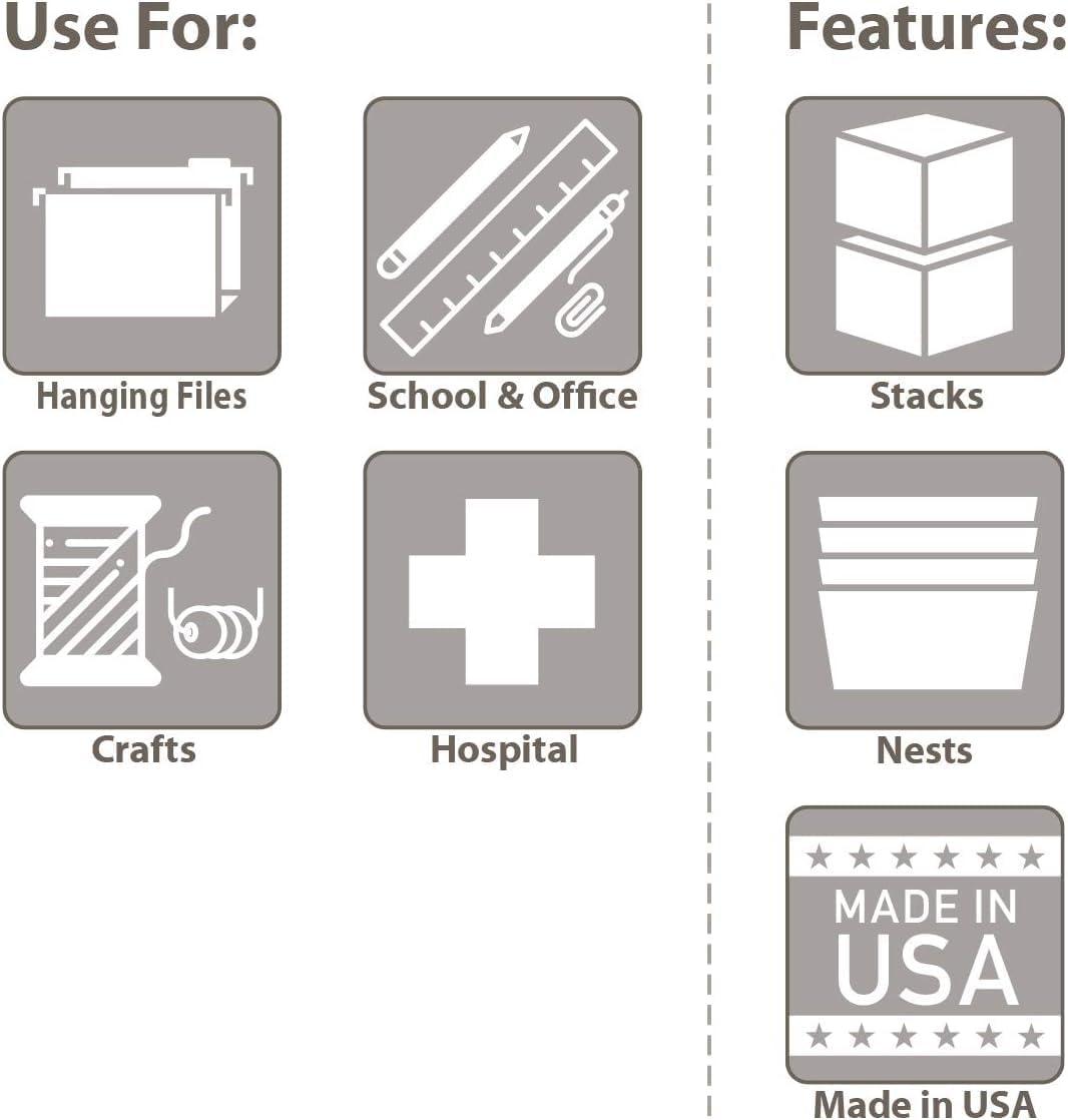 Akro-Mils 12 Gallon Clear Plastic Storage Container KeepBox File Box with Hinged Attached Lid and Rails for Hanging File Folders, 66486FILEB - Clear/Blue